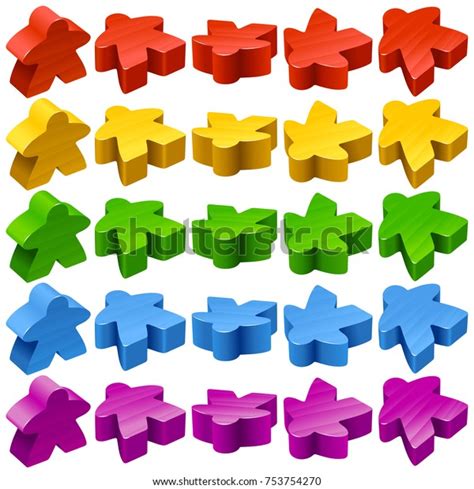 Vector Set Standard Wooden Meeples Board Stock Vector Royalty Free