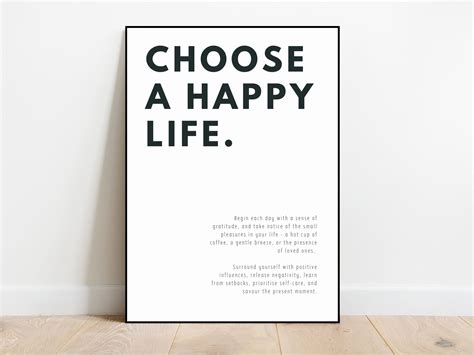 choose  happy life print quote print home decor  care wall
