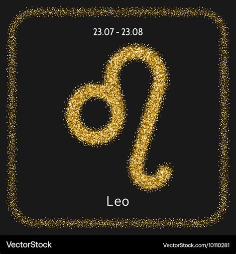 Leo Zodiac Sign Gold Glitter Symbol Royalty Free Vector