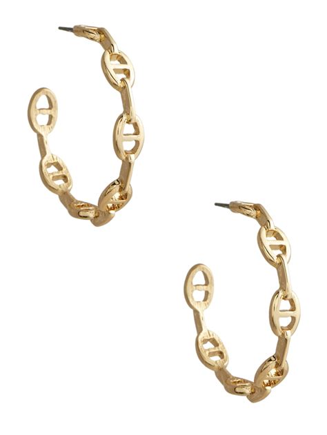 Multi Tone Chain Hoop Earrings Set Guess