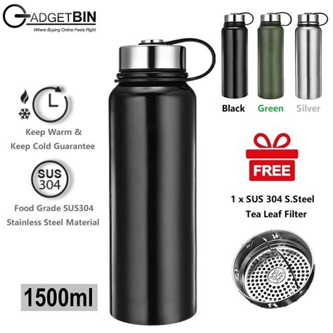 Gadgetbin SUS Stainless Steel Vacuum Thermal Flask Keep Hot Hours With Tea Leaf Filter