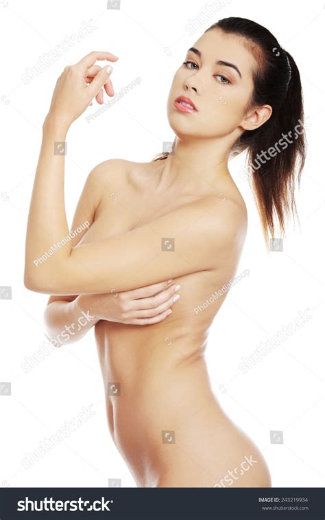 Side View Nude Woman Posing Camera Stock Photo Edit Now 243219934