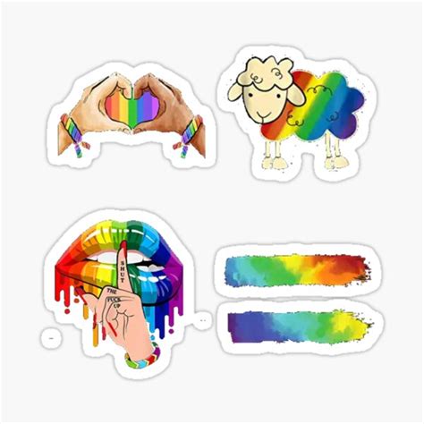 Rainbow Heart Fingers Sheep Rainbow Gay Equality Rainbow Lips Gay Pride Designs Sticker 4