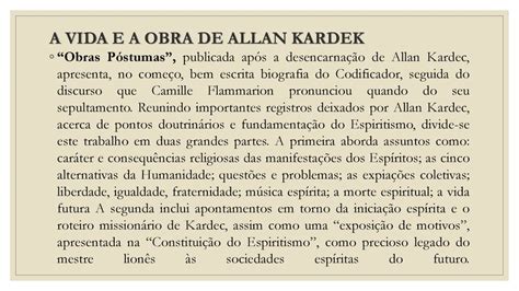 ALLAN KARDEK E A SUA OBRA - ppt carregar