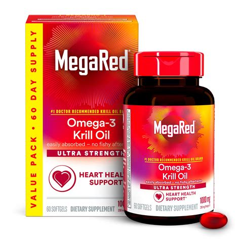 MegaRed Ultra Strength 1000mg Omega-3 Krill Oil - Supports Heart Health ...