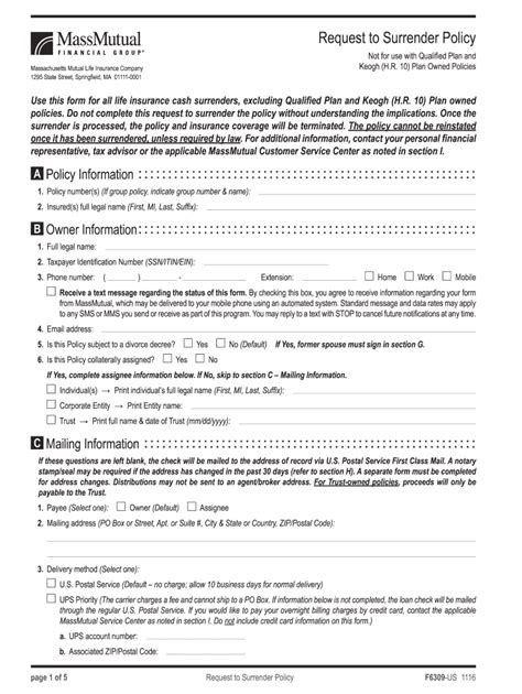 Massmutual Surrender Form Fill Out Sign Online DocHub