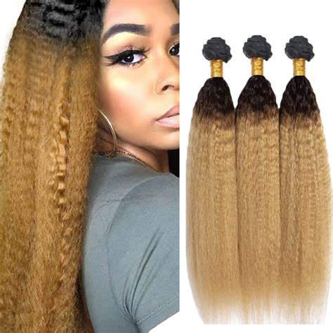 Amazon B Ombre Bundles Human Hair Blonde Yaki Hair Kinky Straight Bundles Inch