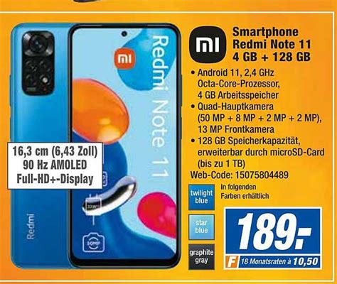 Xiaomi Smartphone Redmi Note 11 4 Gb 128 Gb Angebot Bei Expert