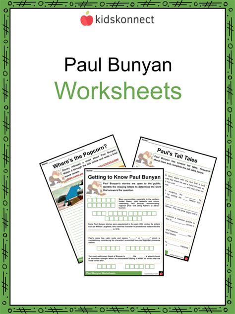 Paul Bunyan Worksheets Story Influence Pop Culture Adaptations