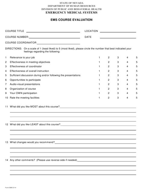 Ems Employee Evaluation Forms