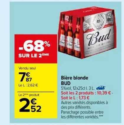 Promo Bi Re Blonde Bud Chez Carrefour Market Icatalogue Fr
