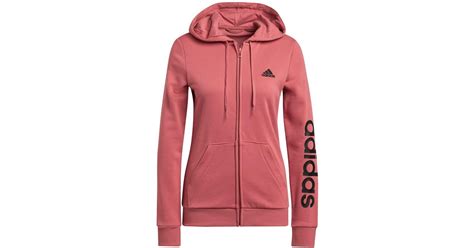 Adidas Logo Full Zip Hoodie In Wonder Redblack At Nordstrom Rack Lyst