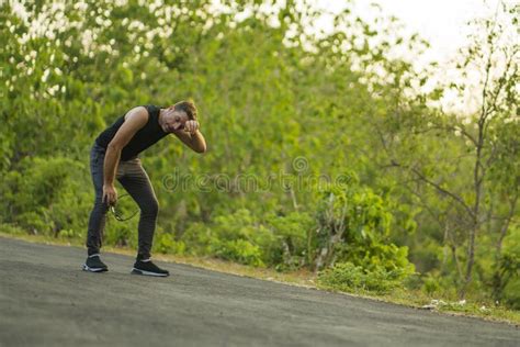 Sport And Fitness Lifestyle Portrait Of Young Attractive Sweaty And