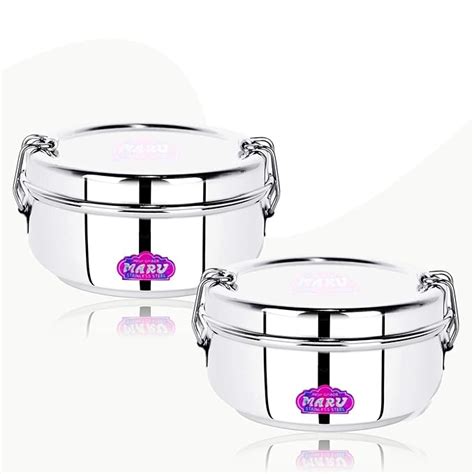 Buy MARU Stainless Steel Lunch Box Set Of 2 400ml Each Office Lunch