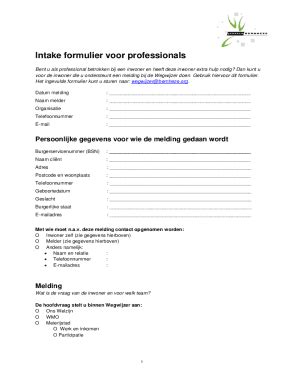 Fillable Online Intake Formulier Voor Professionals Fax Email Print