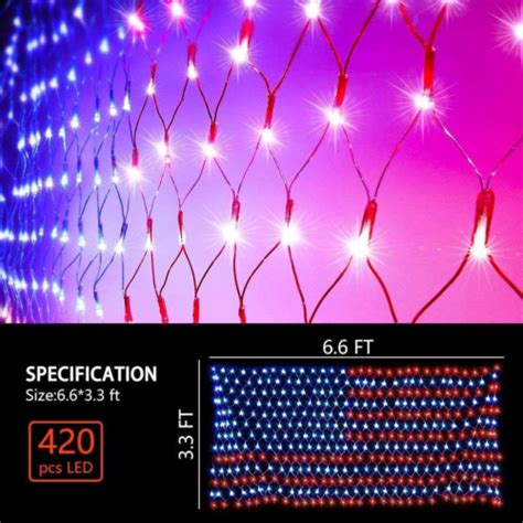 American Flag Lights Led Usa Flag Net Lights Outdoor Waterproof