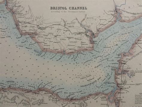 bristol channel original antique map mounted matted bridgewater bay