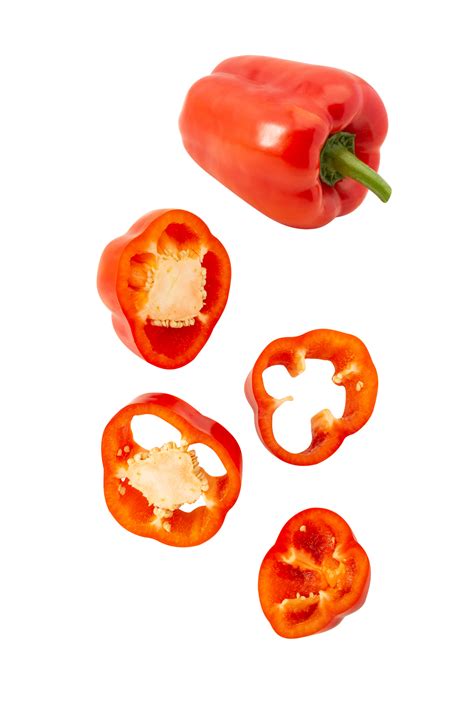 Falling Red Bell Pepper Slice Cutout Png File Png