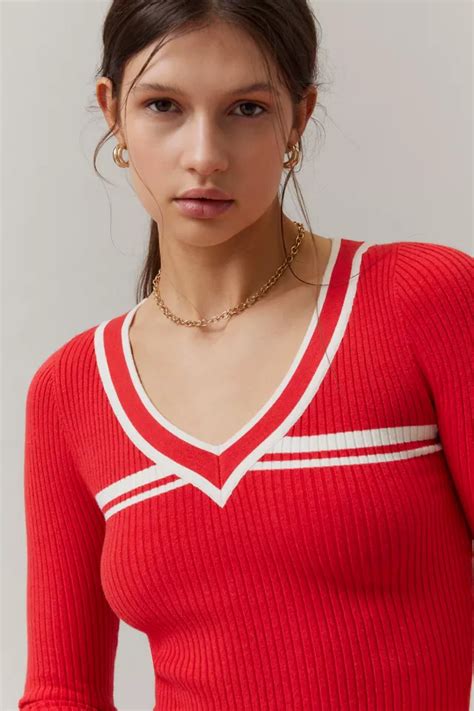 Bdg Addison V Neck Ribbed Knit Sweater Urban Outfitters Canada