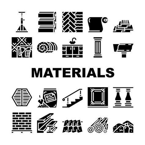 building materials  supplies icons set vector  vector art