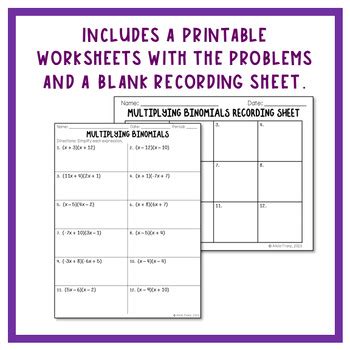 Multiplying Binomials FOIL Activity Digital Board Game By A2Z Math