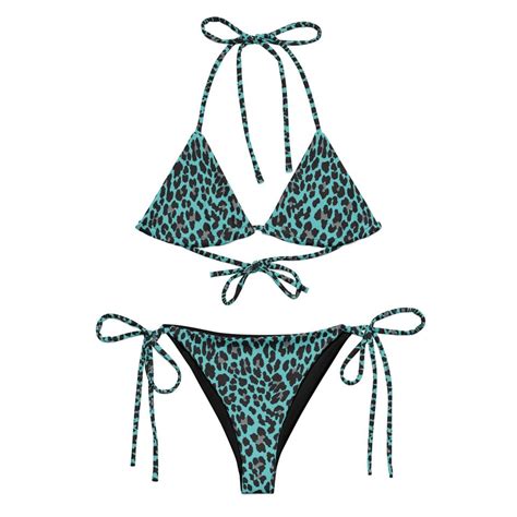 Blue Leopard Women S Sling Bikini Swimsuits Sold By Zipper Beatrix Sku Printerval