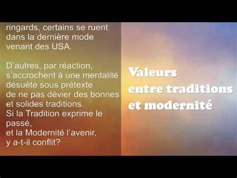 Les Valeurs Entre Tradition Et Modernit Youtube