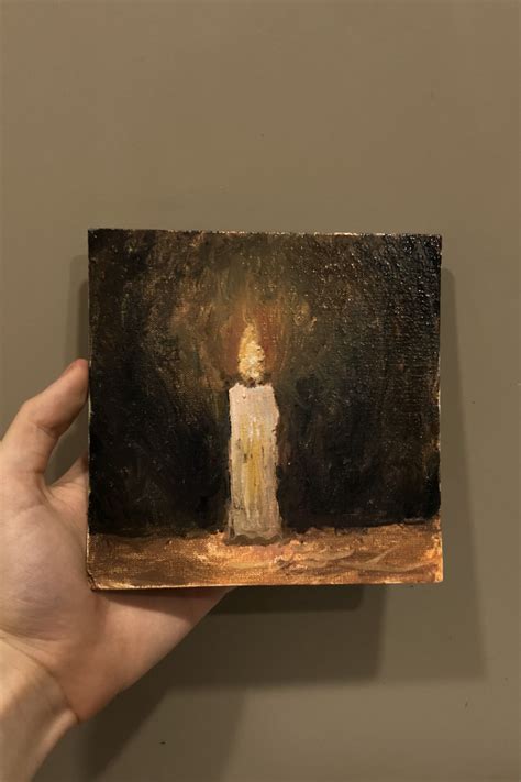 Candle Painting Art Moody Painting Brown Painting Mirror Painting