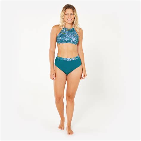 Womens Surfing High Waisted Bikini Bottom Rosa Bright Blue Purple Olaian Decathlon
