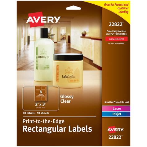 avery  easy peel    clear glossy rectangular print