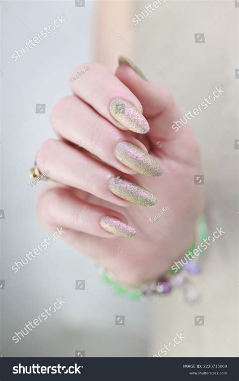 Female Hand Long Nails Nude Beige Stock Photo 2220715069 Shutterstock