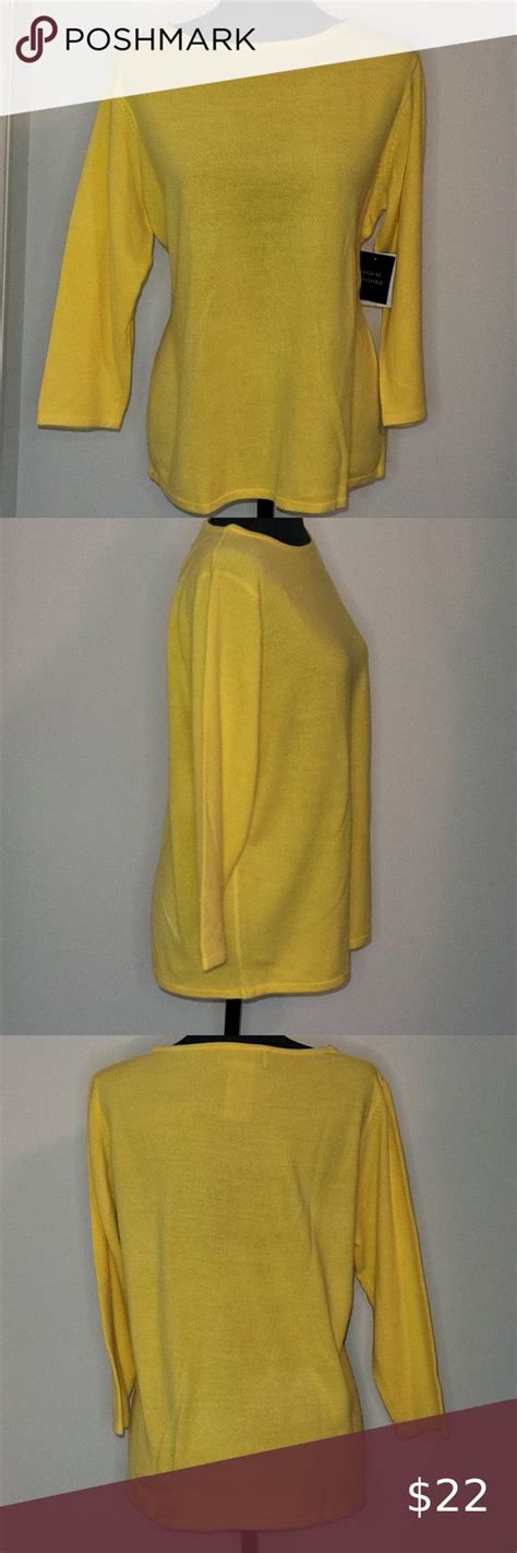 Vintage Nwt Sag Harbor Yellow 34 Sleeve Sweater Top Sz L Super Soft