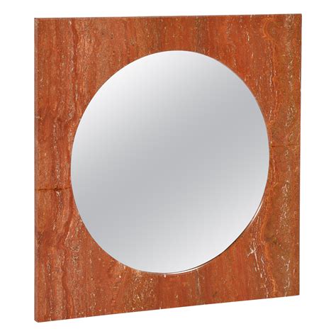 Italian Space Age Glossy Red Plastic Square Mirror with Rounded Corners ...