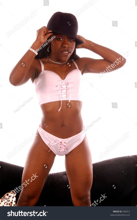 Sexy African American Woman Pink Lingerie Stock Photo Edit Now 595012