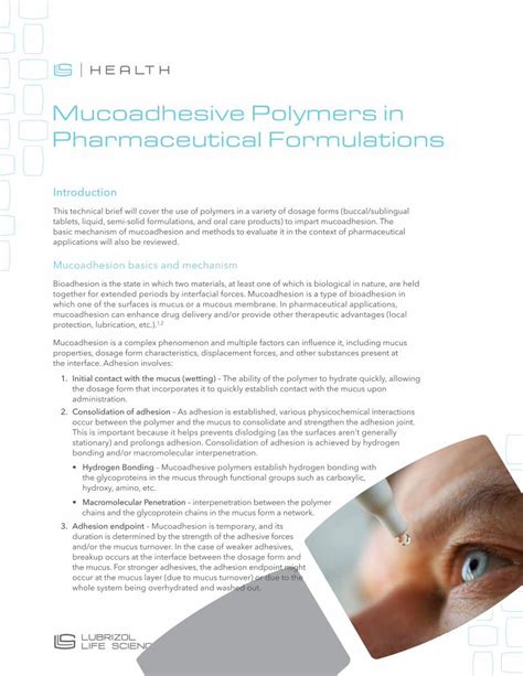 Pdf Mucoadhesive Polymers In Pharmaceutical Formulations Dokumen Tips