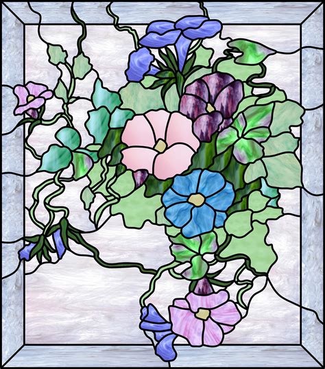 Morning Glory Stained Glass Pattern Design For Download Etsy