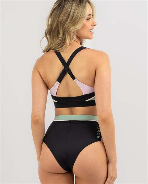 Shop Roxy Active Athletic Sd Bikini Top In Anthracite Fast Shipping Easy Returns City