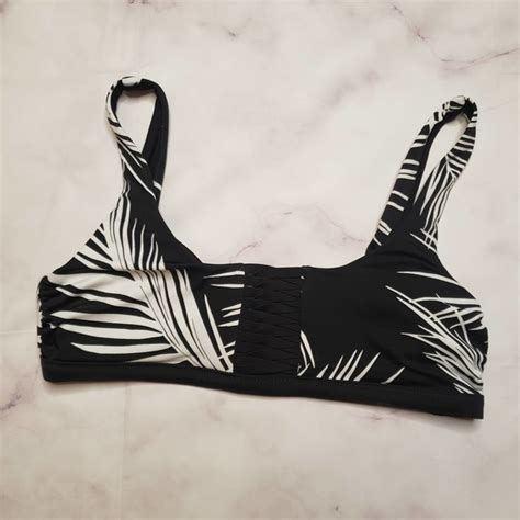 Athleta Swim Athleta Adriata Retro Palm Black White Bikini M Poshmark