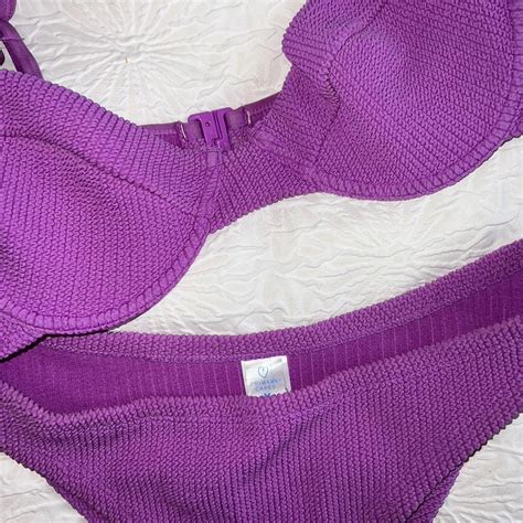 Purple Ribbed High Waisted Cupped Bikini Top Is 6 8 Depop