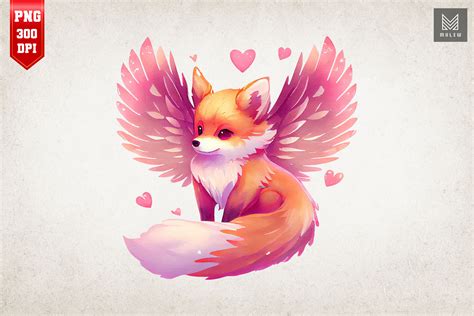 Cute Angel Fox Valentines Day 2 By Mulew Art Thehungryjpeg