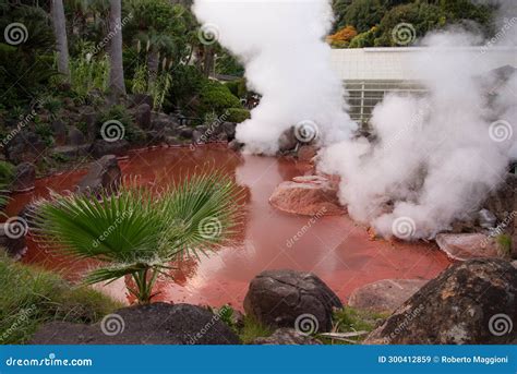 Beppu Onsen Kyushu Japan Jigoku Meguri Hells Tour Red Hot Springs Stock Image Image Of