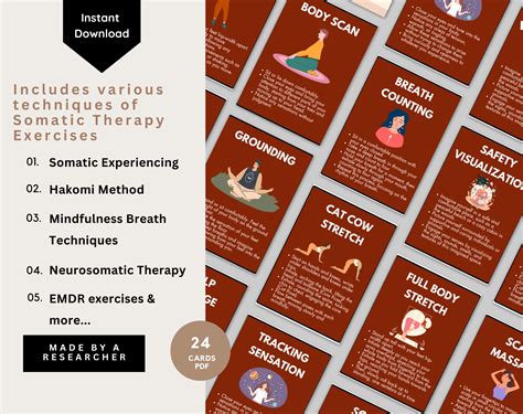 Somatic Therapy Exercises Pdf 24 Printable Cards Release Stress R