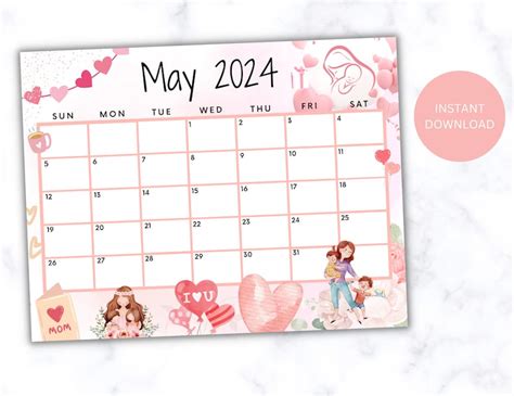 Editable May Calendar Printable Wall Calendar Cute Etsy M Xico