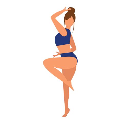 hermosa mujer europea en bikini azul bailando o en pose sexy ilustración vectorial