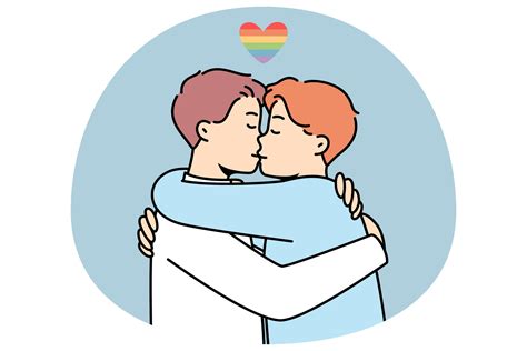 Gay Couple Hugging And Kissing 26096559 Vector Art At Vecteezy