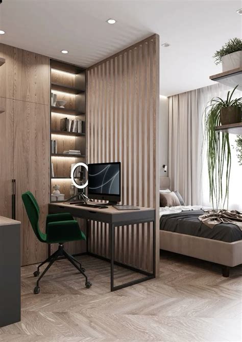 Спальня с рабочим местом | Apartment interior design, Contemporary ...