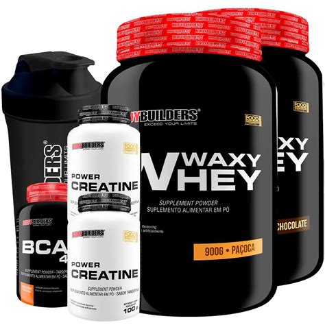 Whey Bodybuilders E Aprovado Pela Anvisa - KIT 2X WAXY WHEY 900G + BCAA 4,5 100G + 2X POWER CREATINA 100G ...