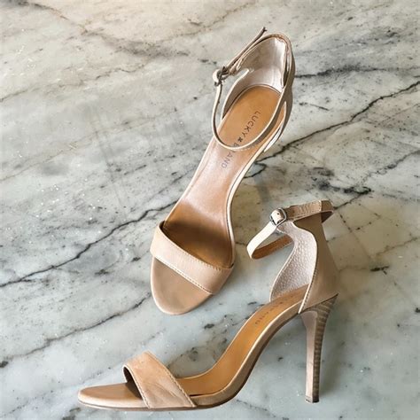 Lucky Brand Shoes Lucky Brand Nude Tan Leather Stiletto Open Toe Strappy Stacked High Heels