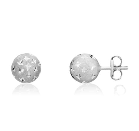 9ct White Gold Satin Star Ball Stud Earrings 7mm TB Mitchell Stud