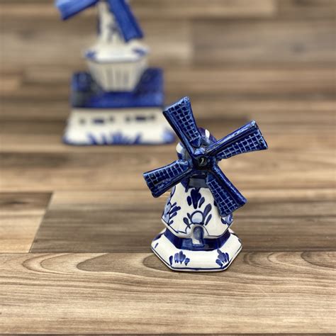 Vintage Delft Blue Windmill Blue White Ceramic Hand Painted In